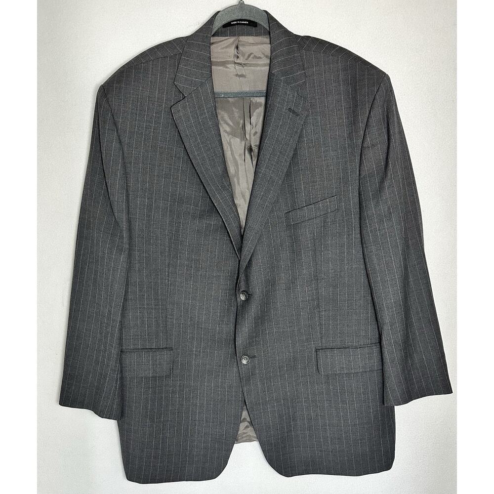 Lorenzo Latini Suit Jacket Mens 50R Gray Pinstripe Wool Cashmere Canada Preppy